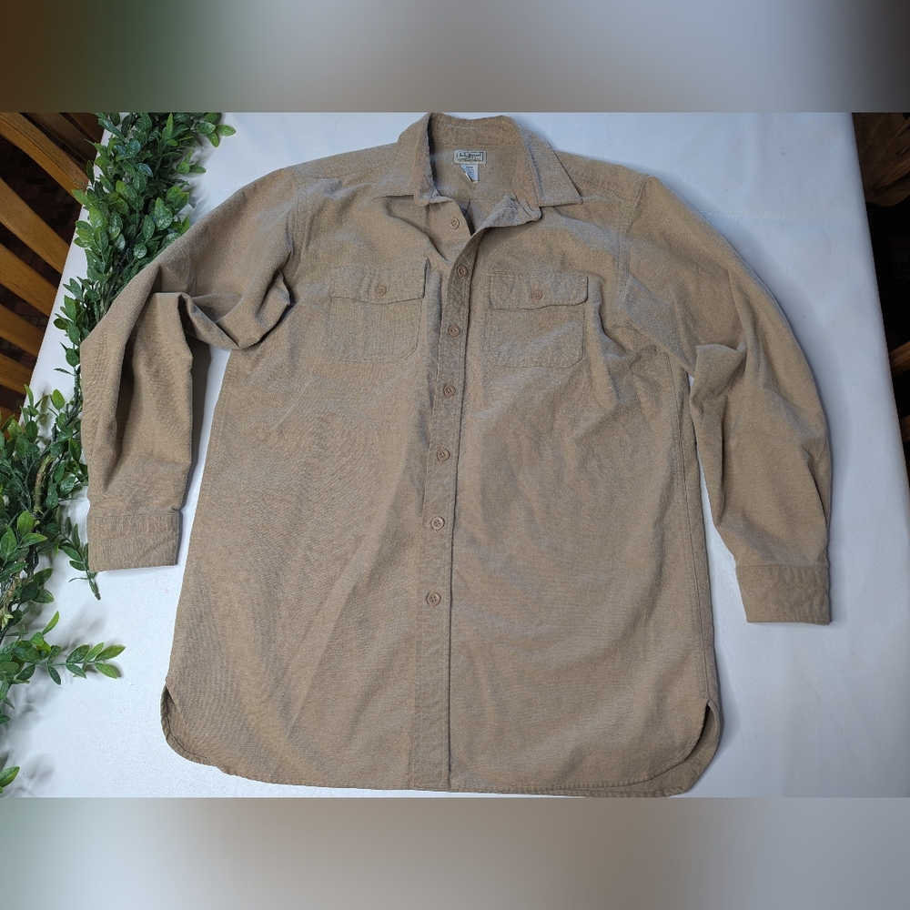 L.L. Bean Men's Tan Button-Up Corduroy Shirt